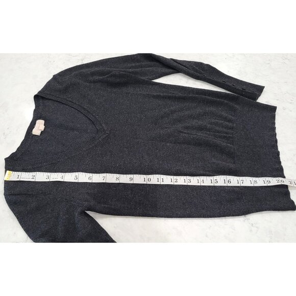 Womens Ambiance Charcoal Gray V-Neck Sweater with Button Accent Cuffs Size S - Picture 9 of 9